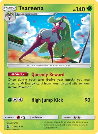 Tsareena #19 · Unified Minds Pokémon card