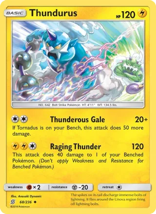 Thundurus #68 · Unified Minds Pokémon card