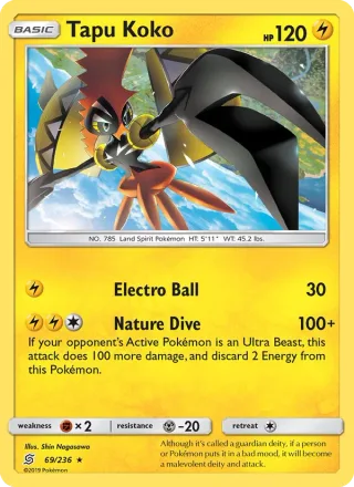 Tapu Koko #69 · Unified Minds Pokémon card