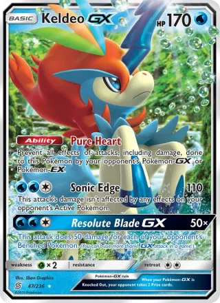 Keldeo GX #47 · Unified Minds Pokémon card