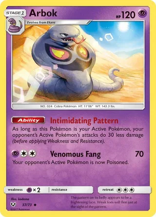 Arbok #37 · Shining Legends Pokémon card