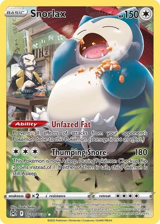 Snorlax #TG10 · Lost Origin Trainer Gallery Pokémon card
