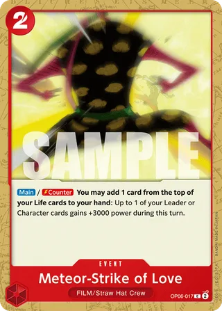 Meteor-Strike of Love #OP06-017 · Wings of the Captain Pre-Release Cards One Piece card