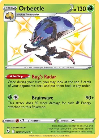 Orbeetle #SV009 · Shining Fates Shiny Vault Pokémon card