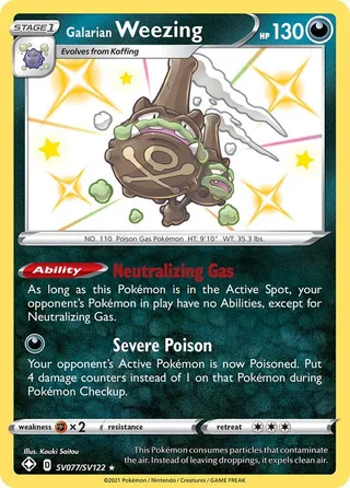 Galarian Weezing #SV077 · Shining Fates Shiny Vault Pokémon card