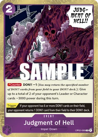 Judgment of Hell #OP02-089 · Paramount War One Piece card