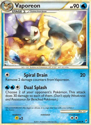 Vaporeon #52 · Call of Legends Pokémon card