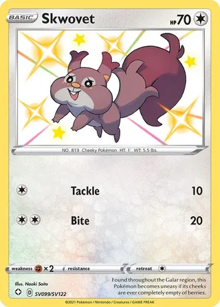Skwovet #SV099 · Shining Fates Shiny Vault Pokémon card