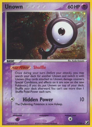 Unown #Y · Unseen Forces Unown Collection Pokémon card