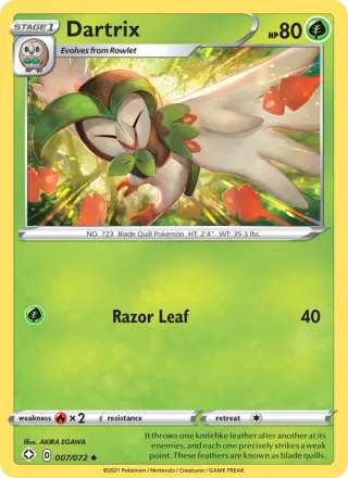 Dartrix #7 · Shining Fates Pokémon card
