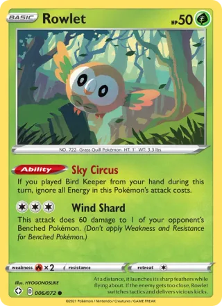 Rowlet #6 · Shining Fates Pokémon card