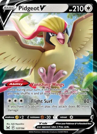 Pidgeot V #137 · Lost Origin Pokémon card