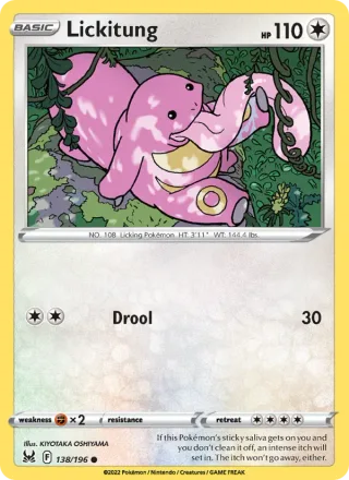 Lickitung #138 · Lost Origin Pokémon card