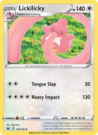Lickilicky #139 · Lost Origin Pokémon card