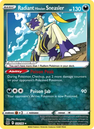 Radiant Hisuian Sneasler #123 · Lost Origin Pokémon card
