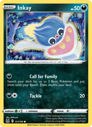 Inkay #121 · Lost Origin Pokémon card