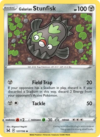 Galarian Stunfisk #127 · Lost Origin Pokémon card