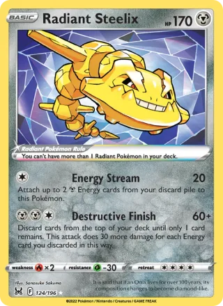 Radiant Steelix #124 · Lost Origin Pokémon card