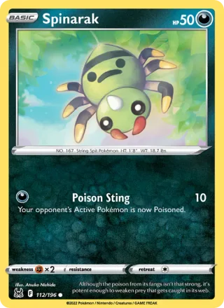 Spinarak #112 · Lost Origin Pokémon card