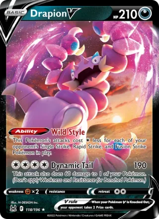 Drapion V #118 · Lost Origin Pokémon card