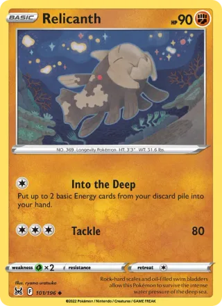 Relicanth #101 · Lost Origin Pokémon card