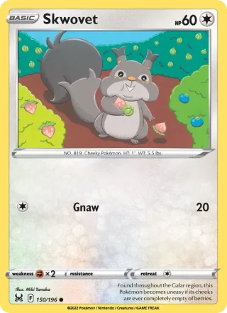 Skwovet #150 · Lost Origin Pokémon card