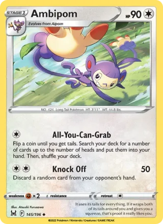 Ambipom #145 · Lost Origin Pokémon card