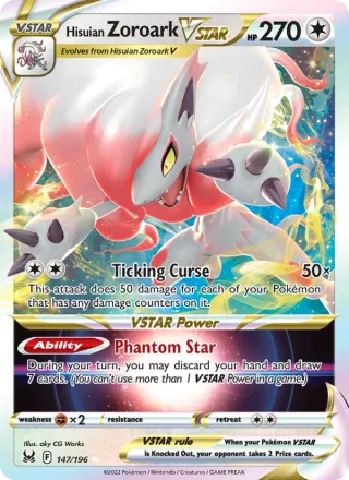 Hisuian Zoroark VSTAR #147 · Lost Origin Pokémon card