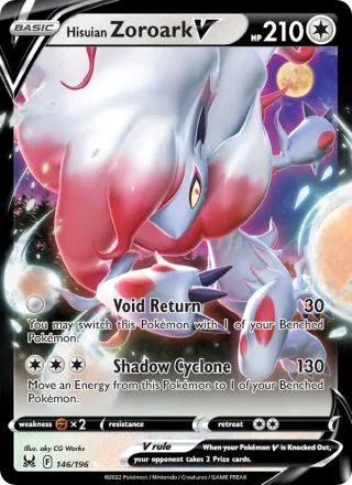 Hisuian Zoroark V #146 · Lost Origin Pokémon card