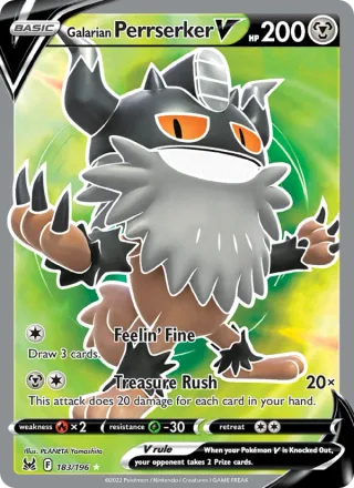 Galarian Perrserker V #183 · Lost Origin Pokémon card
