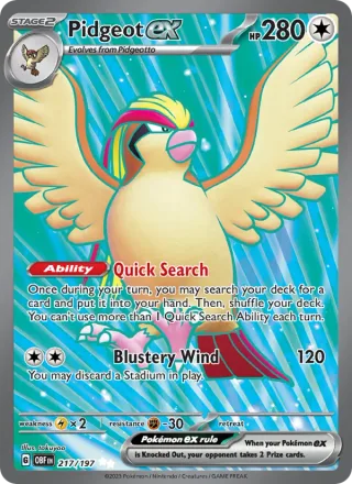 Pidgeot ex #217 · Obsidian Flames Pokémon card