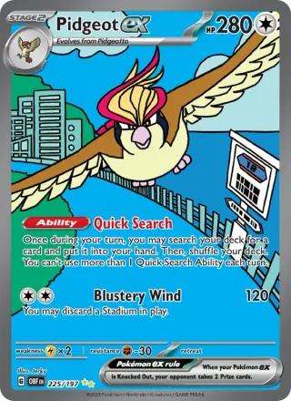 Pidgeot ex #225 · Obsidian Flames Pokémon card