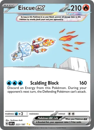 Eiscue ex #222 · Obsidian Flames Pokémon card