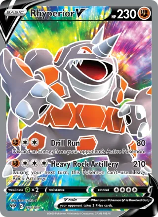 Rhyperior V #181 · Darkness Ablaze Pokémon card