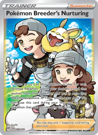 Pokémon Breeder's Nurturing #188 · Darkness Ablaze Pokémon card