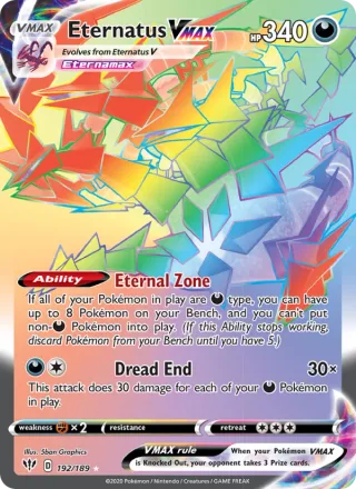 Eternatus VMAX #192 · Darkness Ablaze Pokémon card