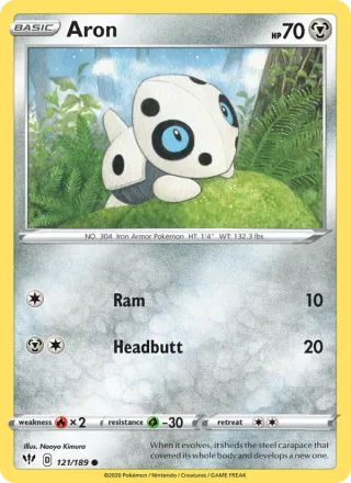 Aron #121 · Darkness Ablaze Pokémon card