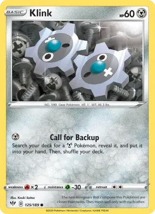 Klink #125 · Darkness Ablaze Pokémon card