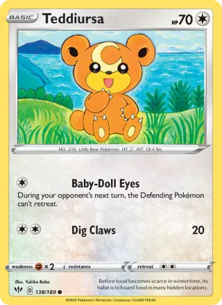 Teddiursa #138 · Darkness Ablaze Pokémon card