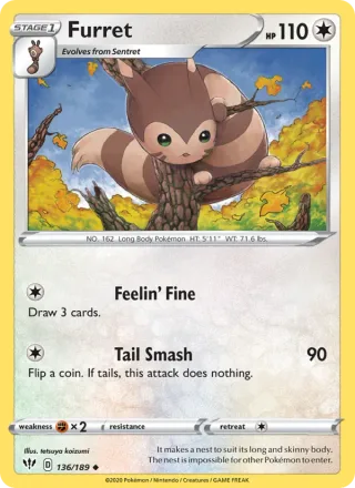 Furret #136 · Darkness Ablaze Pokémon card