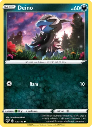 Deino #108 · Darkness Ablaze Pokémon card