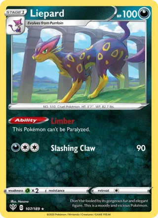 Liepard #107 · Darkness Ablaze Pokémon card