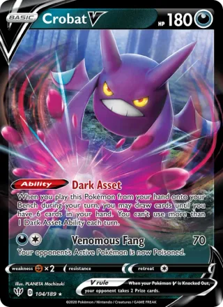 Crobat V #104 · Darkness Ablaze Pokémon card