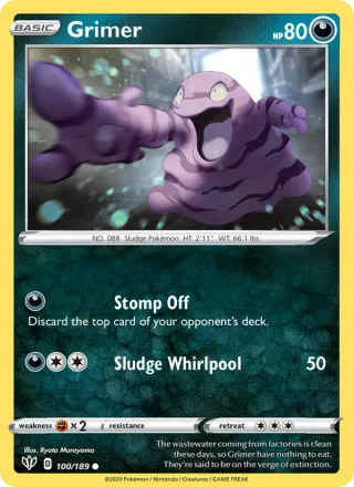 Grimer #100 · Darkness Ablaze Pokémon card