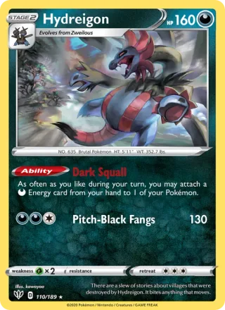 Hydreigon #110 · Darkness Ablaze Pokémon card