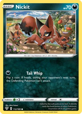 Nickit #112 · Darkness Ablaze Pokémon card