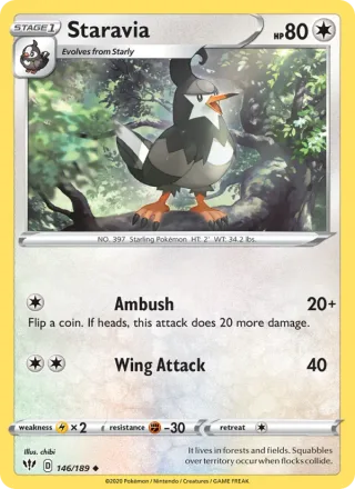 Staravia #146 · Darkness Ablaze Pokémon card