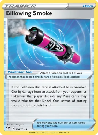 Billowing Smoke #158 · Darkness Ablaze Pokémon card