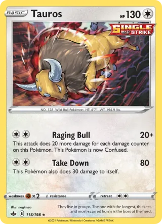 Tauros #115 · Chilling Reign Pokémon card