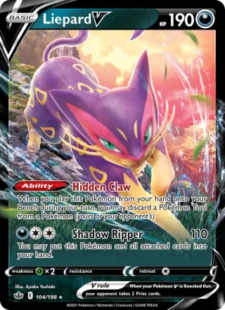 Liepard V #104 · Chilling Reign Pokémon card